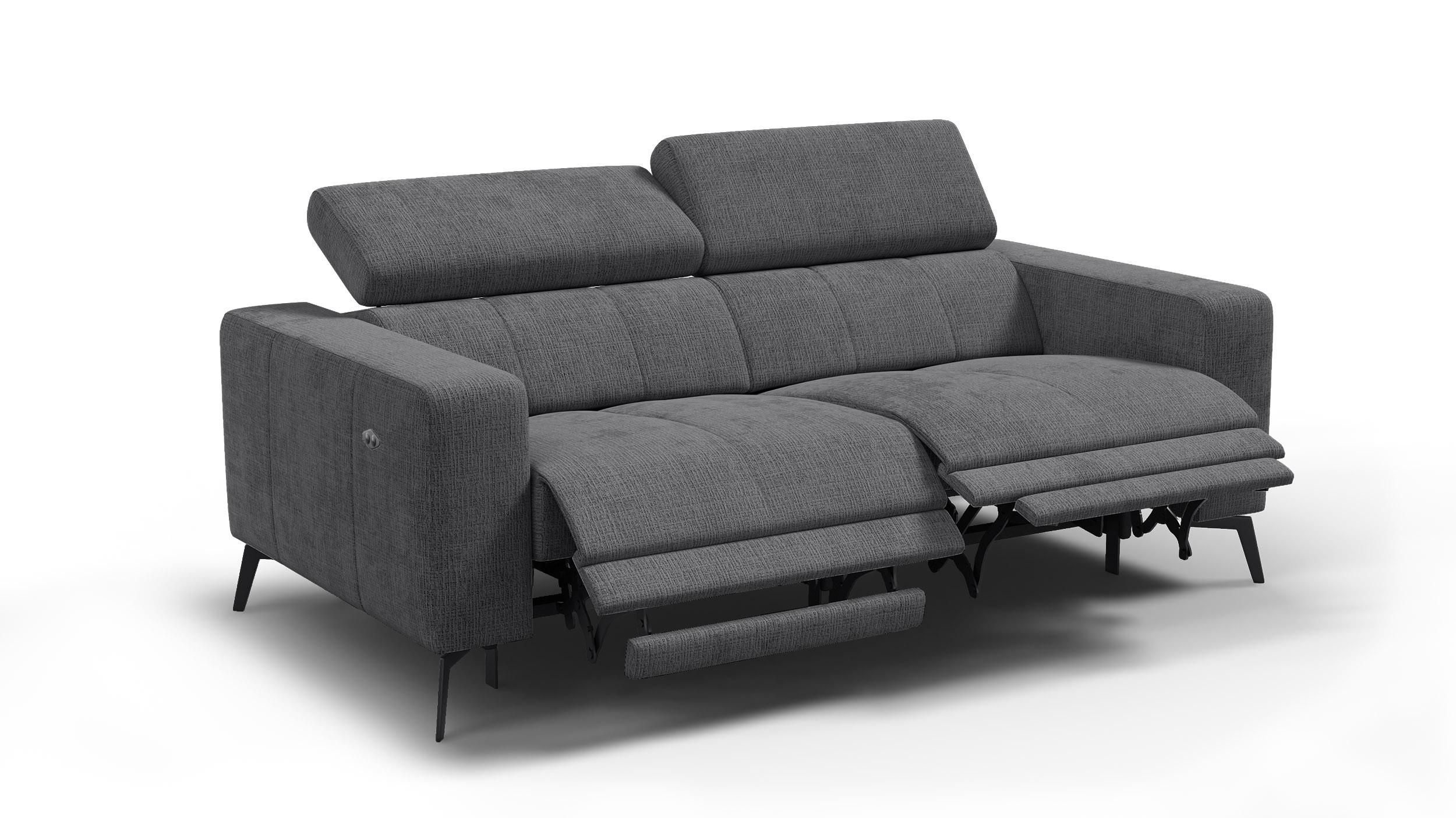 RELAXSOFA MORELLO 3-Sitzer, dunkelgrau, 2 x Relax Zero Gravity - Dunkelgrau, Holz/Textil (206/82/103cm) - Wozimo