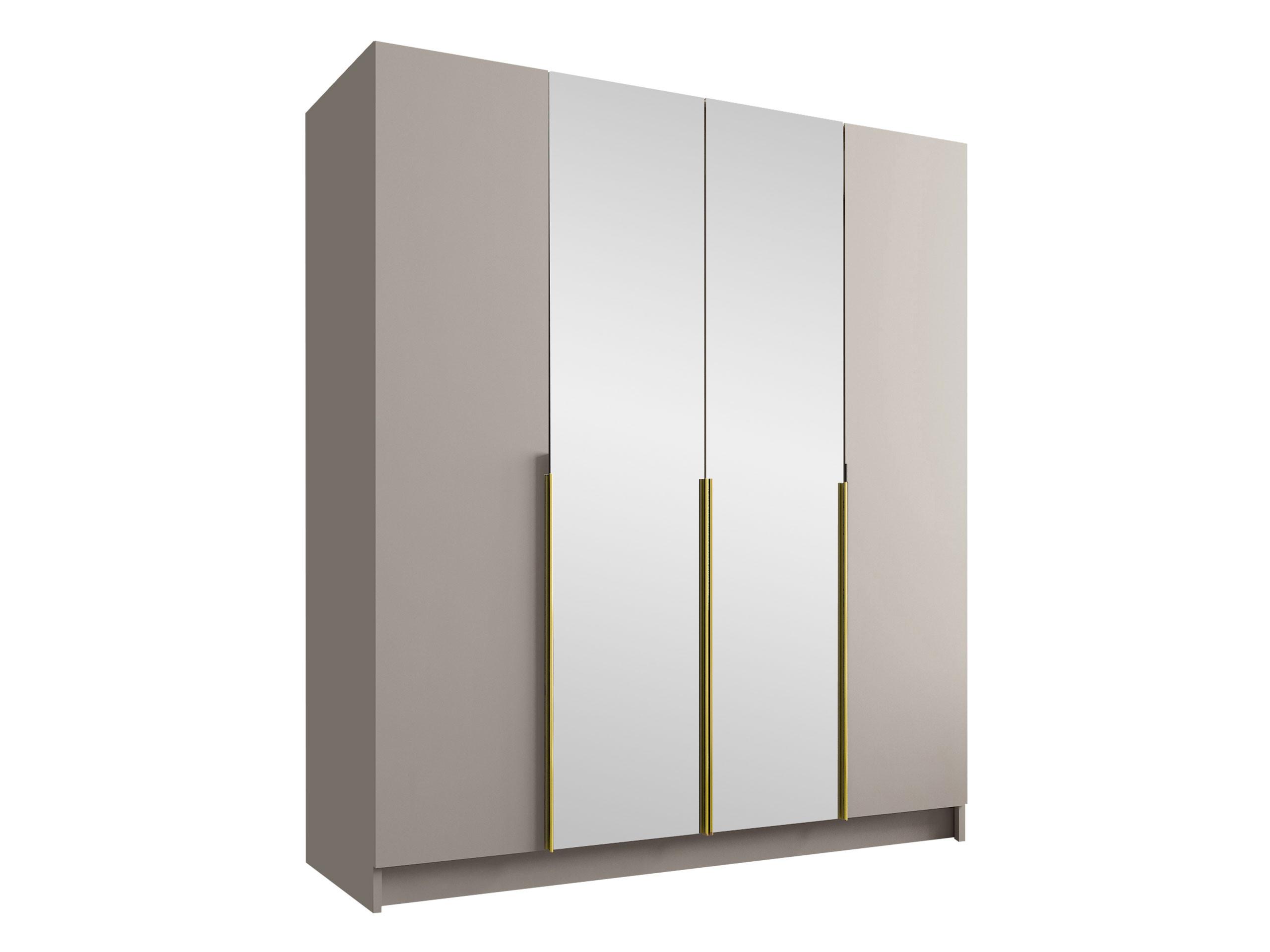 KLEIDERSCHRANK Santi II - Kaschmir/Goldfarben, Holzwerkstoff/Metall (200/215/58cm) - MIRJAN24