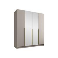 KLEIDERSCHRANK Santi II - Kaschmir/Goldfarben, Holzwerkstoff/Metall (200/215/58cm) - MIRJAN24