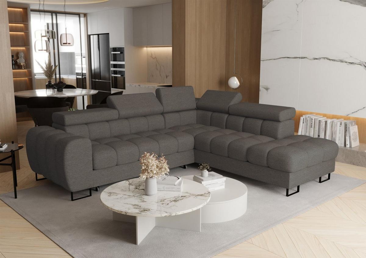 ECKSOFA Bastien Max Mit Schlaffunktion - Dunkelgrau, Holzwerkstoff/Textil (260/225cm) - Fun Möbel