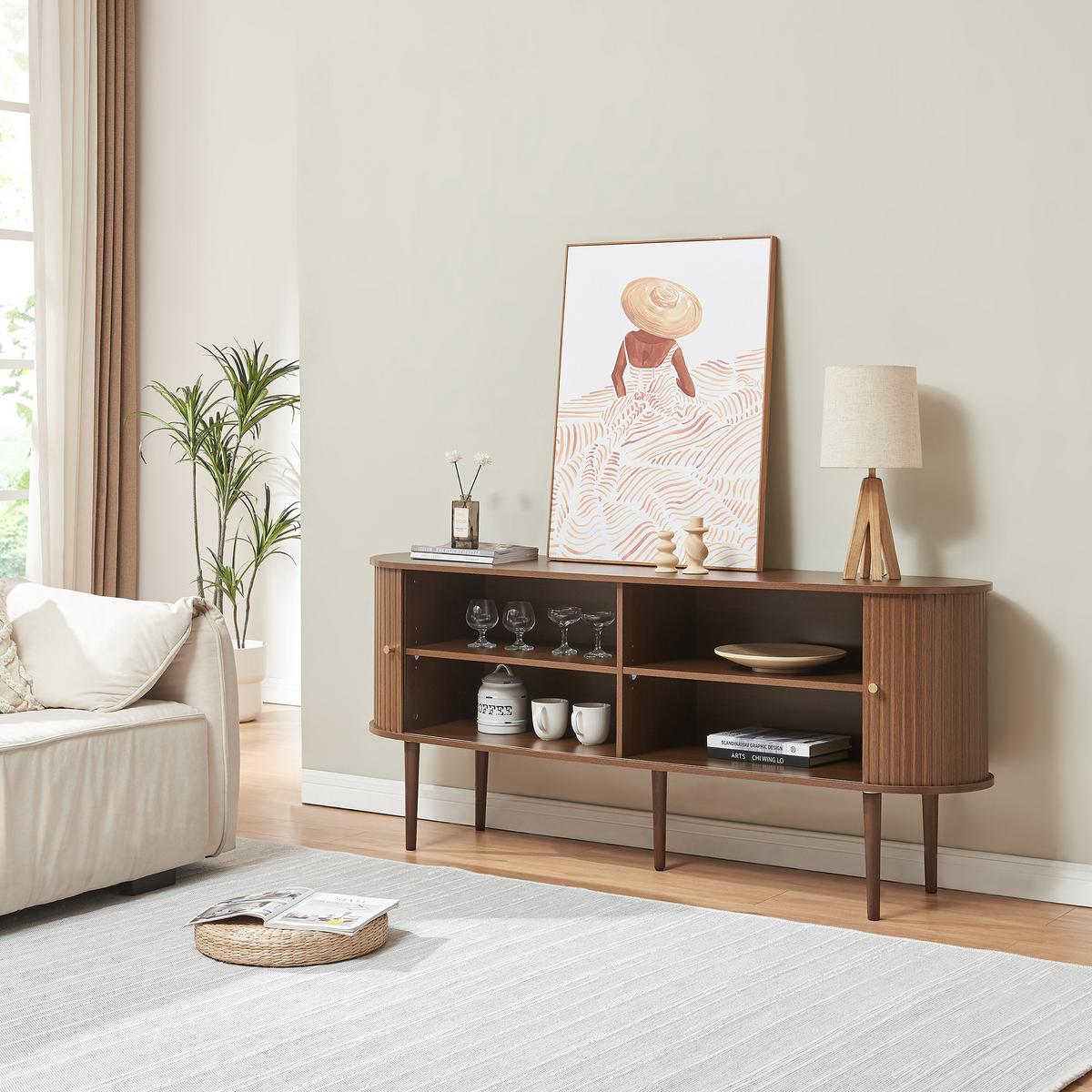 SIDEBOARD Mapia - Walnussfarben, Holzwerkstoff (166/70/40cm) - [en.casa]