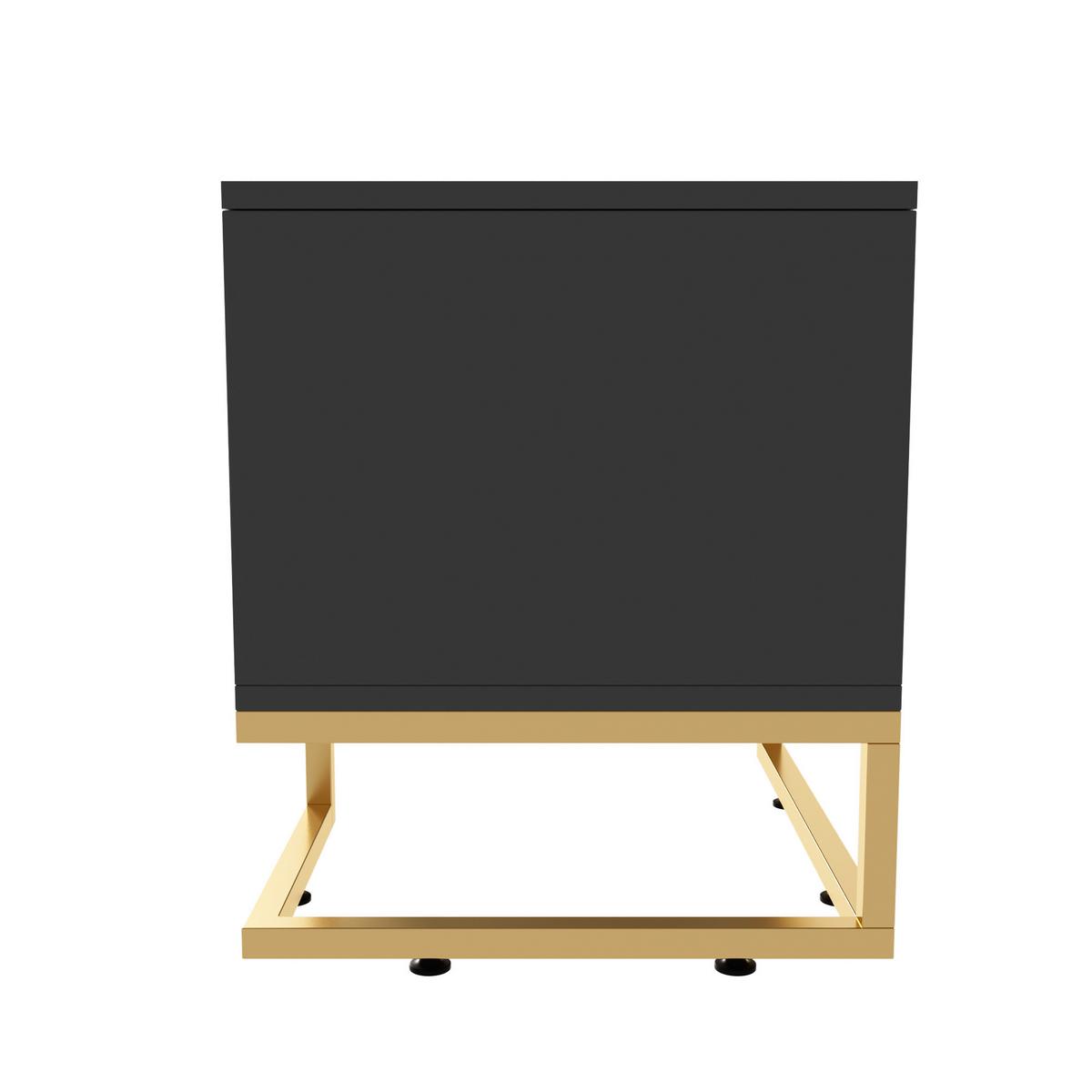 TV-LOWBOARD Grau & Gold 170 cm mit geometrischer Textur & 4 Türen - Grau, Holzwerkstoff (170/45.5/40cm) - Urban Meuble