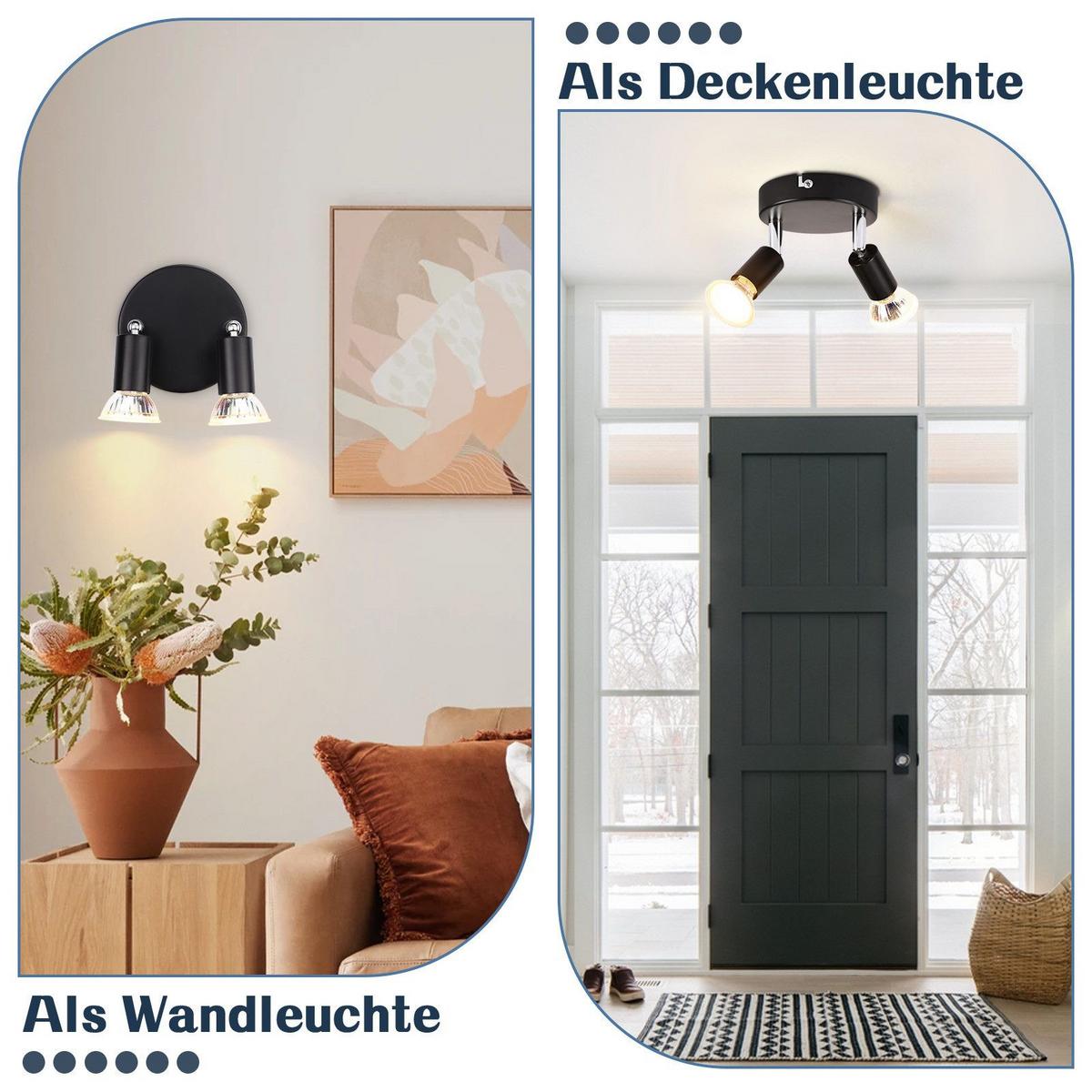 DECKENSTRAHLER Windsheim 2-flammig 12/12/10.4 cm - Schwarz, Metall (12/12/10.4cm) - Nettlife