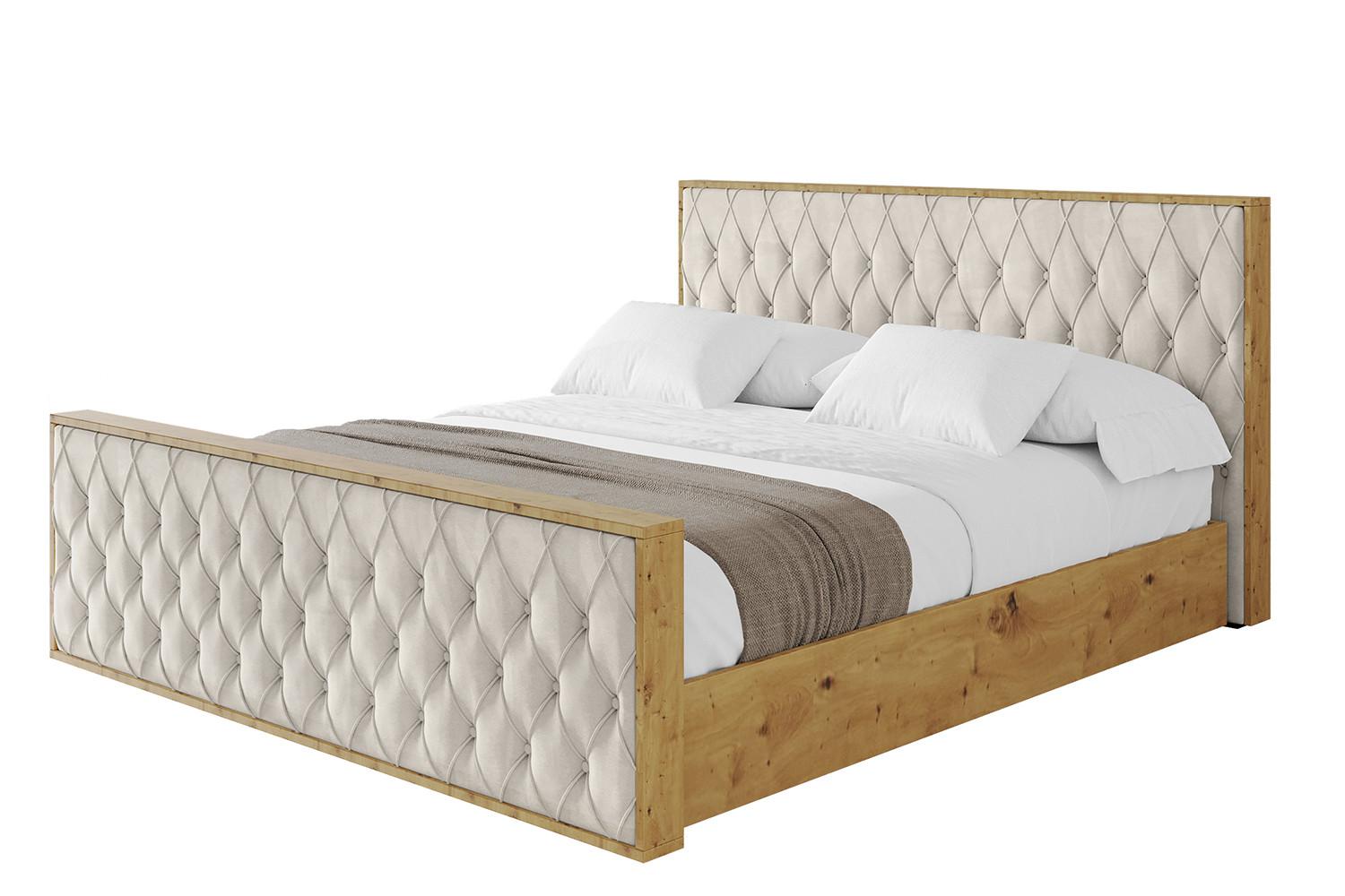 POLSTERBETT mit Bettkasten, Fußteil und Lattenrost, Boxbett ohne Matratze - ENZO5-Z 140x200 Beige - Beige, Holzwerkstoff/Textil (140/200cm) - ALTDECOR