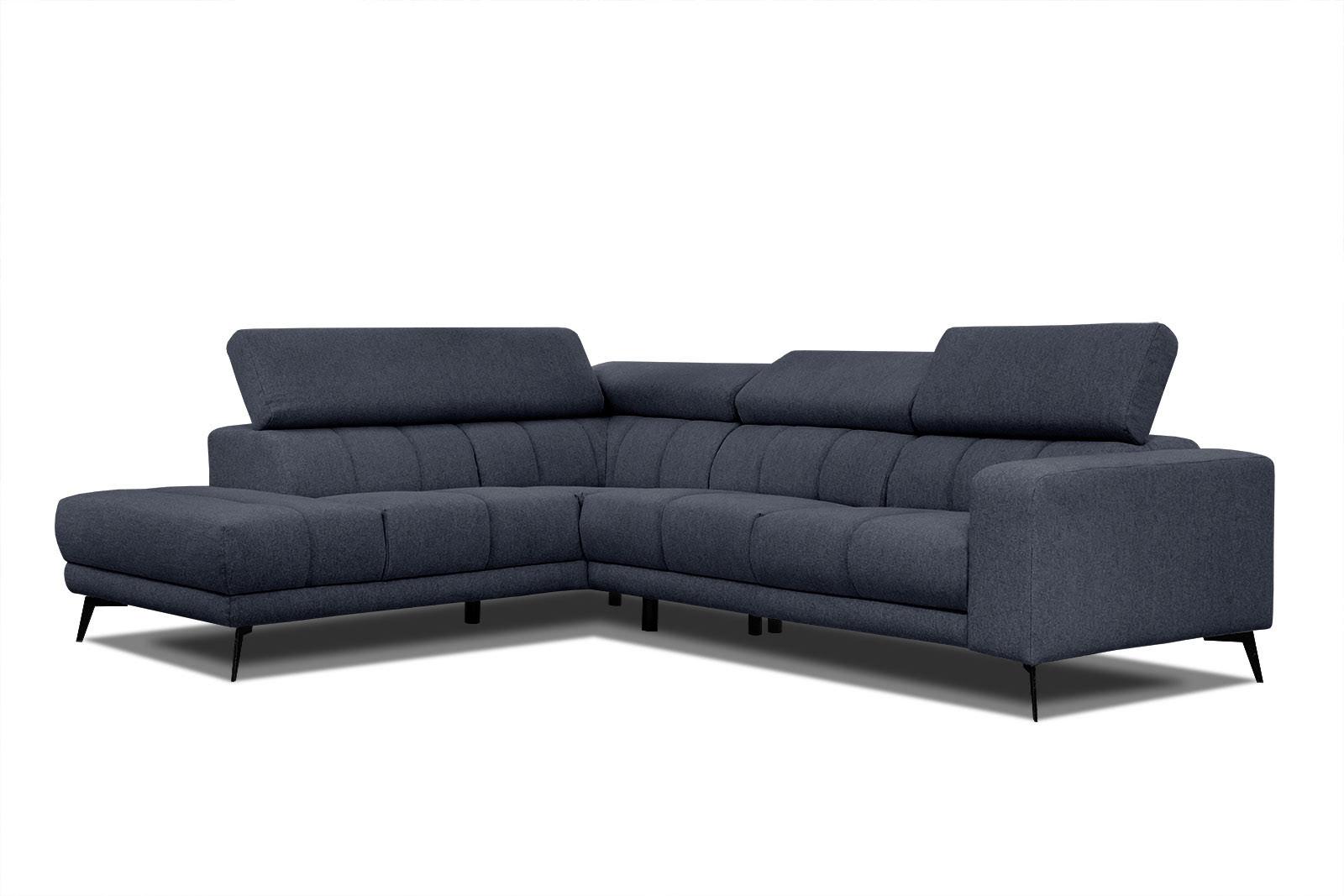 ECKSOFA MORELLO 5-Sitzer, dunkelblau - Schwarz/Dunkelblau, Holzwerkstoff/Textil (158/269cm) - Wozimo