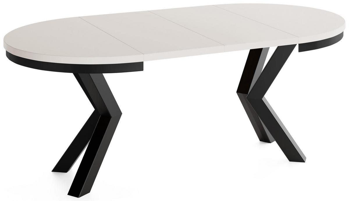 ESSTISCH Clara runder ausziehbarer, Kaschmir Grau Beige 100-180/100/76 cm - Kaschmir/Beige, Holzwerkstoff/Metall (100/180/76cm) - WFL GROUP