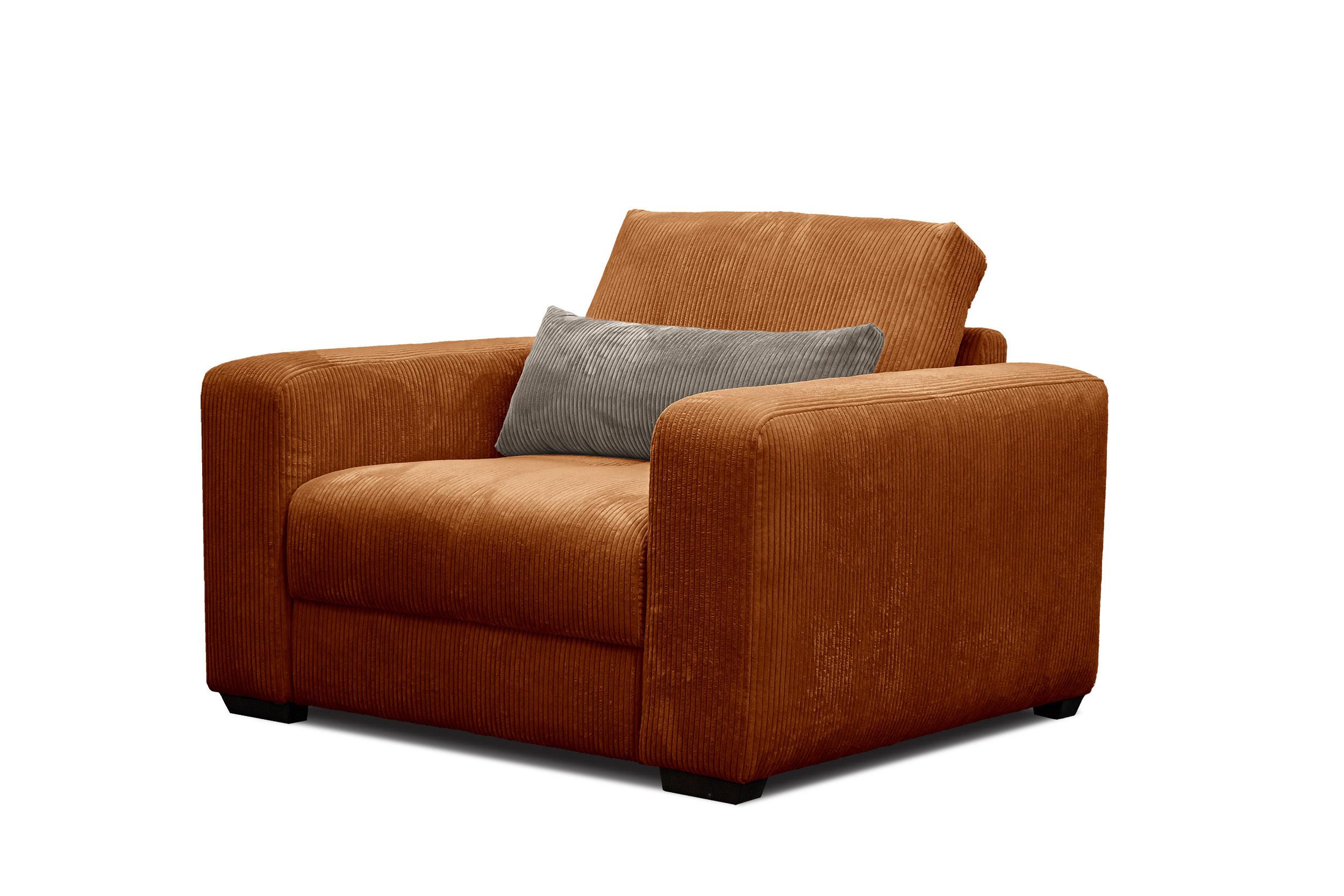 SESSEL OLI in Cordstoff orange - Orange, Holz/Textil (130/91/108cm) - Wozimo