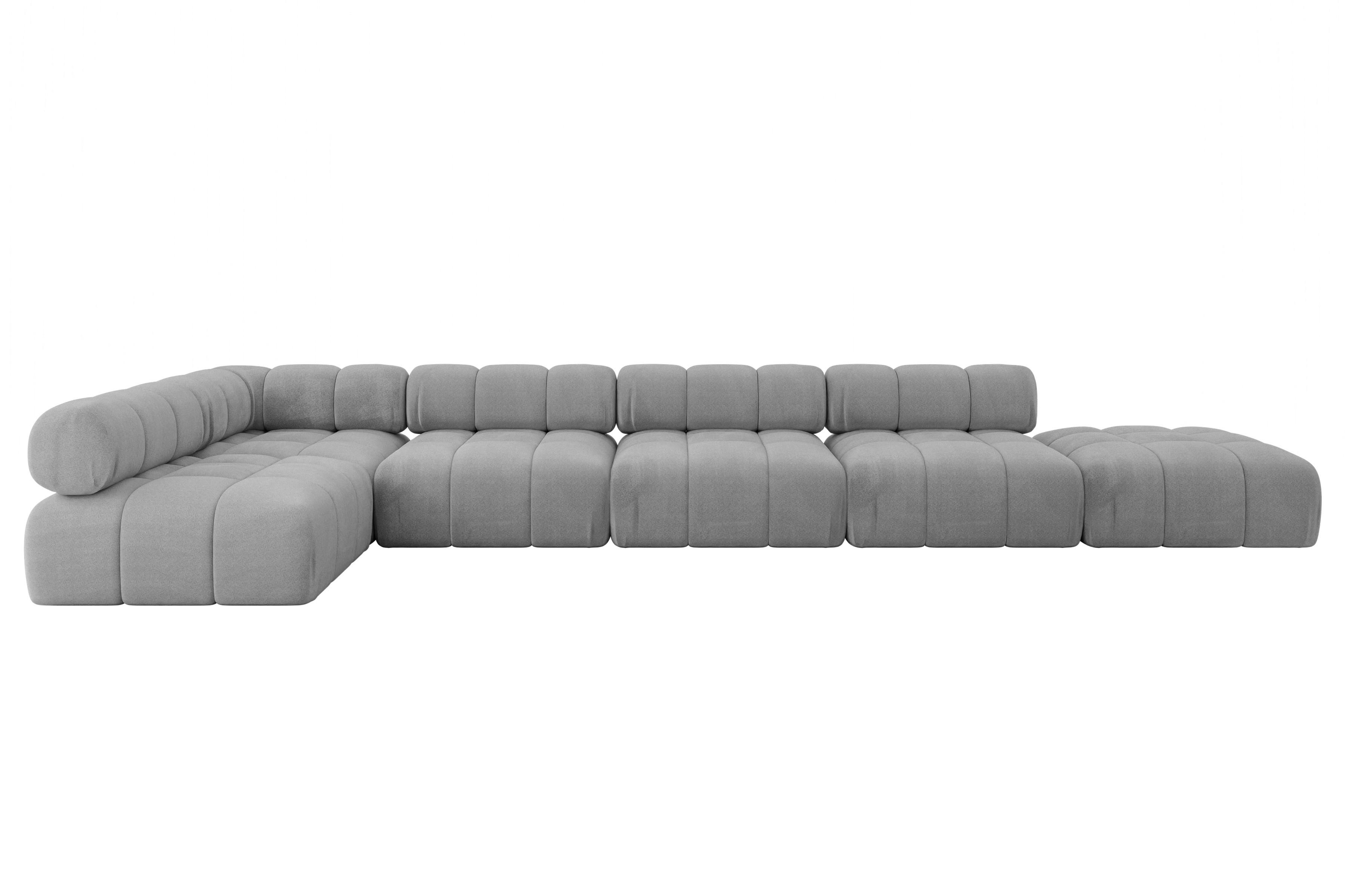 ECKSOFA modulares Sofa Favio-L3 - 475x190x70 cm Hellgrau Velours - Hellgrau, Holzwerkstoff/Textil (475/190cm) - ALTDECOR