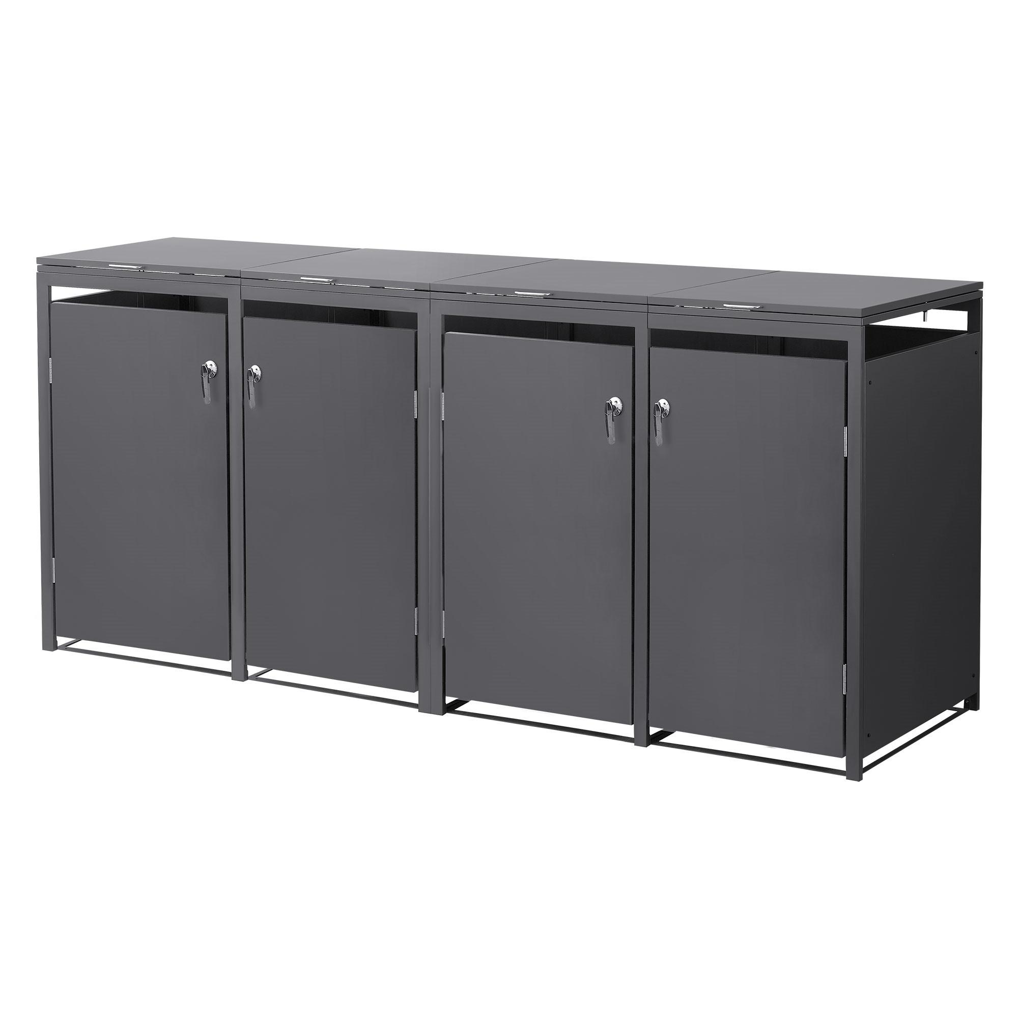 MÜLLTONNENBOX 4er Anthrazit - Anthrazit, Metall (264/120/80cm) - ML-DESIGN