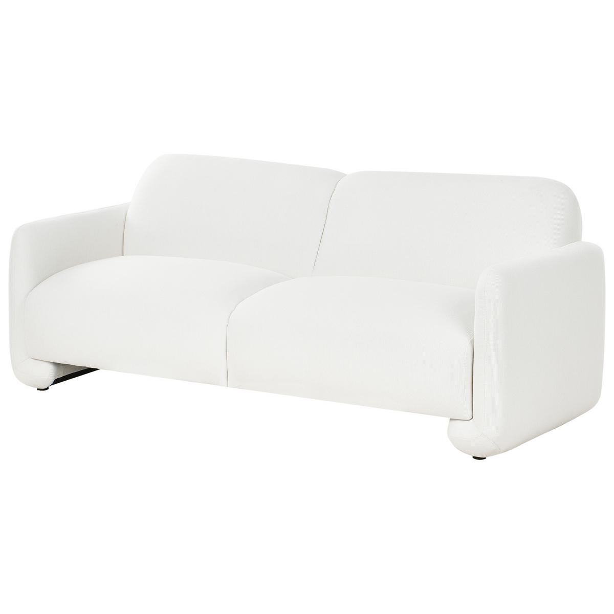 3-SITZER-SOFA Stoff Weiß Saland - Weiß, Textil (202/82/82cm) - Beliani