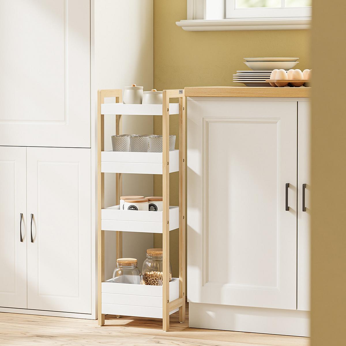 STEHREGAL mit vier Fächern FRG226-H-WN - Ahornfarben, Fell (28/90/20cm) - SoBuy