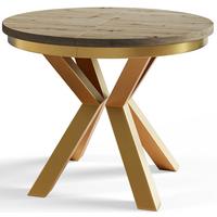 ESSZIMMERTISCH LOFT, ausziehbarer Tisch 120 cm/200 cm, Farbe: Mattbraun, mit Metallbeinen in Farbe Gold - Hellbraun/Goldfarben, Holzwerkstoff (120/120/76cm) - Alpi-Möbel