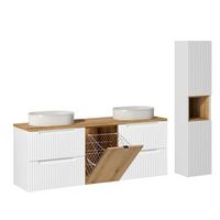 BADMÖBEL 160.4cm Riva 2er-Set Weiß und Holz - Weiß, Holzwerkstoff (160.4/59/40cm) - Petits-meubles