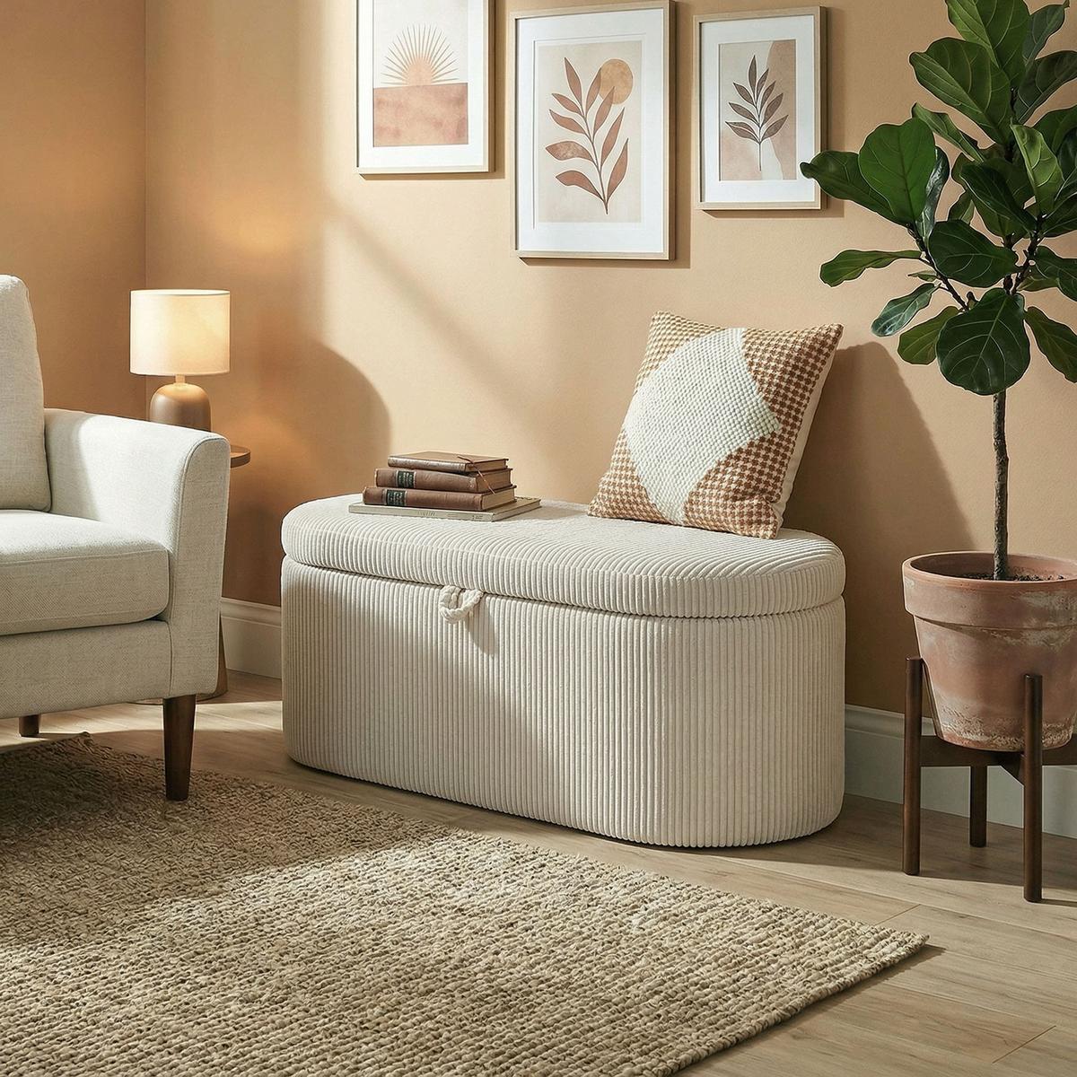 SITZBANK Polyester Beige - Beige/Schwarz, Kunststoff/Textil (51/49/105cm) - HOMCOM