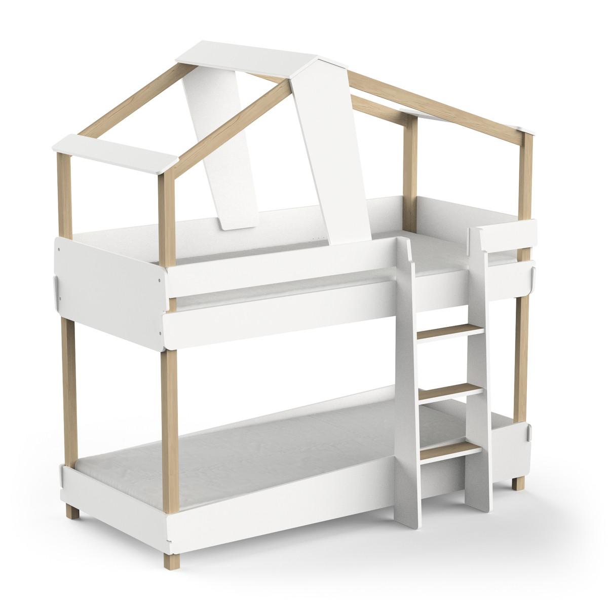 ETAGENBETT 90x200 H214 cm - TIMBER - Weiß, Holzwerkstoff (200/90cm) - Calicosy