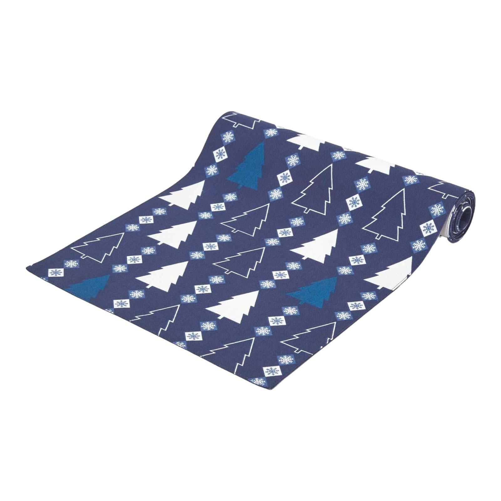 TISCHLÄUFER Weihnachten – Winterland blau, 35/250 cm, 100% Baumwolle - Blau, Textil (35/250cm) - Homescapes