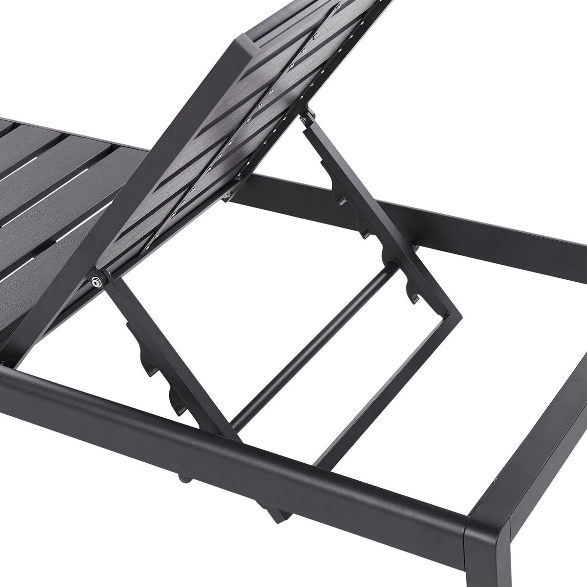 GARTENLIEGE Schwarz Nardo - Schwarz, Kunststoff (64/29/198cm) - Beliani