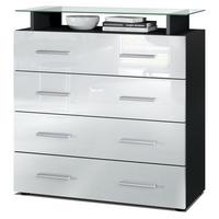 KOMMODE Pavos Weiß Hochglanz - Weiß Hochglanz, Holzwerkstoff (76/81/35cm) - Vladon