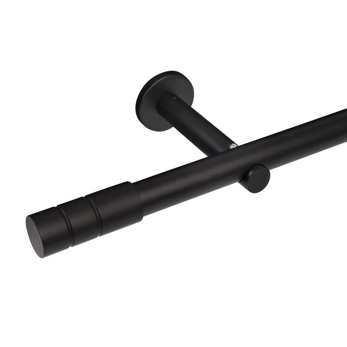 GARDINENSTANGE auf Maß 1-lauf Wandmontage Zylinder 280cm - Schwarz, Metall (280cm) - Deco-Raum