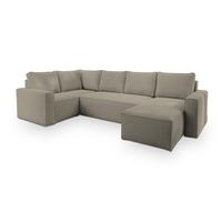 WOHNLANDSCHAFT NORENA L-S Beige Kordstoff mit Schlaffunktion - Beige, Holz (295/85/157.5cm) - MASSENO