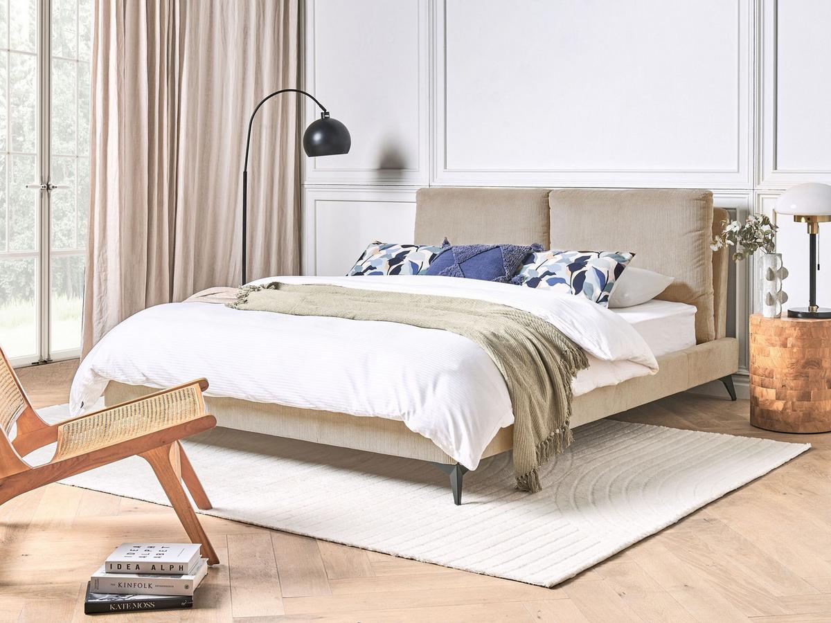 POLSTERBETT 160/200cm Taupe Melle - Taupe, Naturmaterialien/Textil (160/200cm) - Beliani