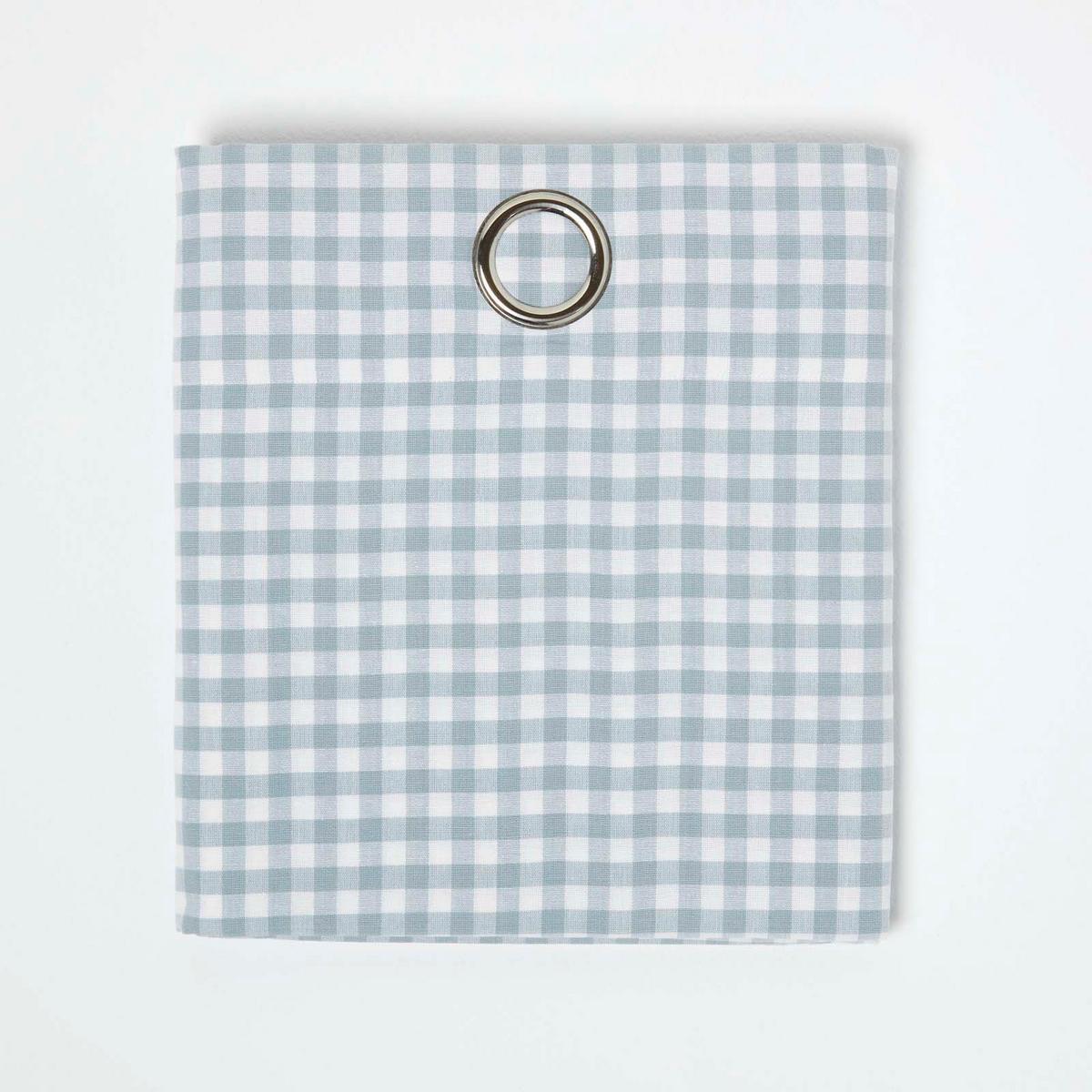 ÖSENVORHANG Vichy-Karo blickdicht 2er-Set, 137/182 cm - Blaugrau, Textil (137/182cm) - Homescapes