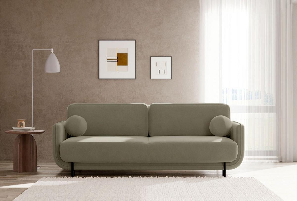 SCHLAFSOFA Ovals Salbeigrün - Schwarz/Hellgrün, Textil/Metall (236/95/96cm) - Selsey