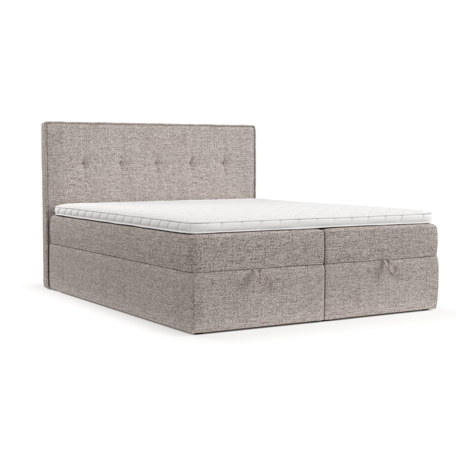 BOXBETT Tivra 160/200 cm Beige im Neve Stoff - Beige/Schwarz, Holz/Holzwerkstoff (160/200cm) - AltaBeds