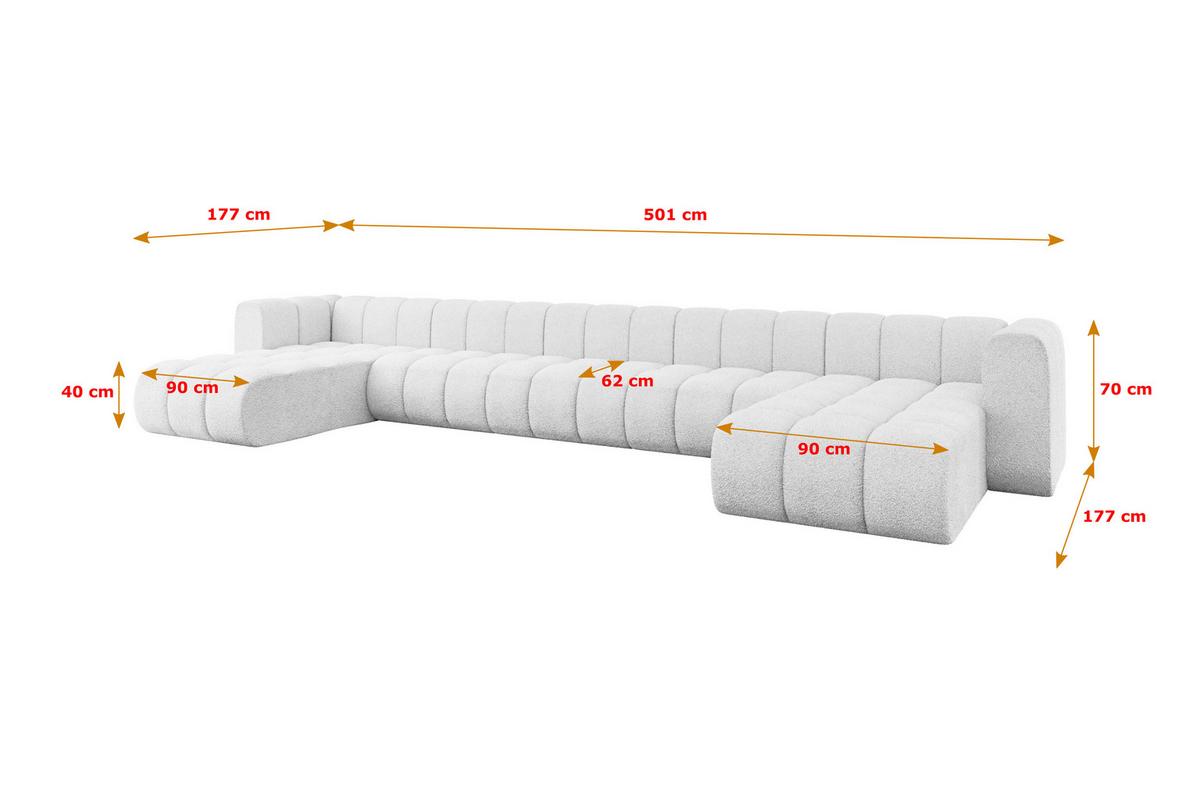 WOHNLANDSCHAFT modulares Sofa Joren-U3 - 501x177x70 cm Weiß - Weiß, Holzwerkstoff/Textil (501/70/177cm) - ALTDECOR
