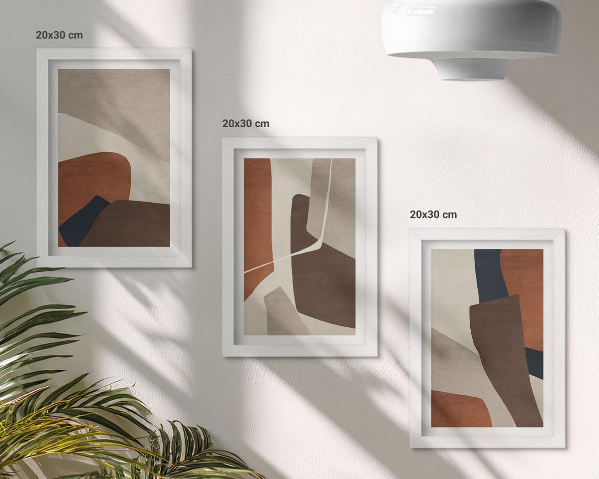 BILDER SET 3er Set - 20x30 cm Weißer Rahmen - Abstrakte moderne Strukturen - Weiß, Kunststoff (20/30cm) - TULUP