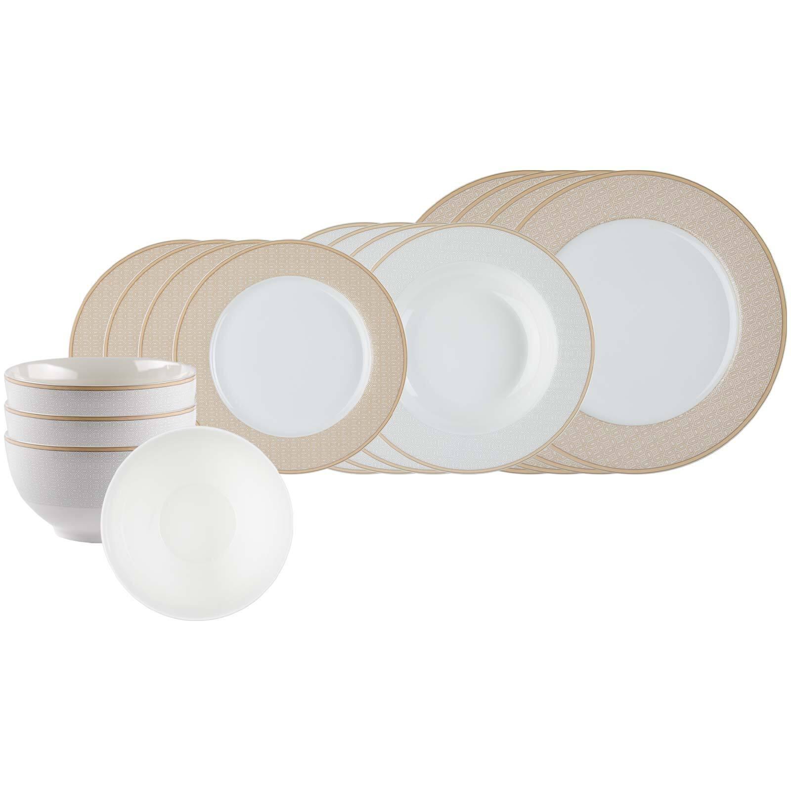 EINSTEIGER-SET Geo beige 16-tlg. - Beige, Keramik (2/2/2cm) - Ritzenhoff Breker