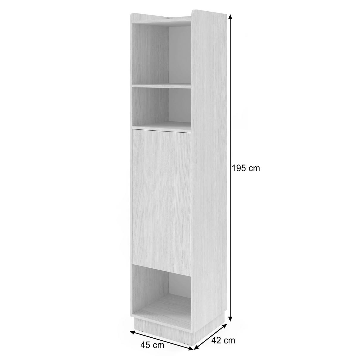 BÜCHERREGAL Positivo mit 1 Tür, 45 cm, Alba-Nuss + Kaschmir - Nussbaumfarben, Holzwerkstoff (45/195/42cm) - Beautysofa