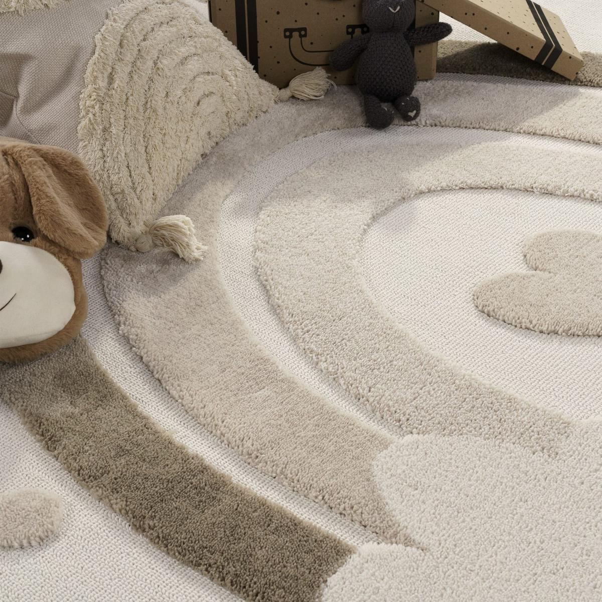KINDERTEPPICH, mit Regenbogen-Motiv, Sand, 160 x 220 cm - Beige, Textil (220/160cm) - KADIMA DESIGN