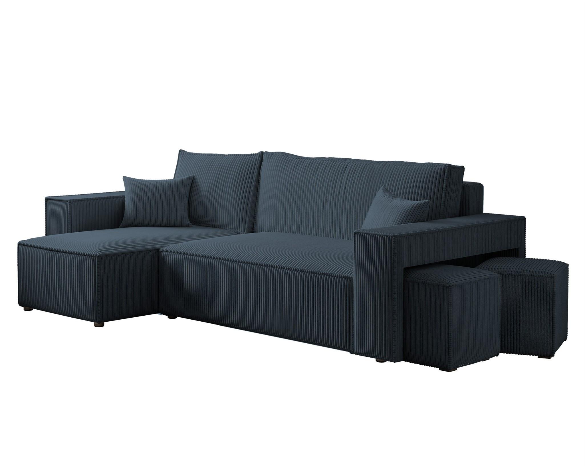 ECKSOFA Adara Inkl. Hocker - Blau, Holzwerkstoff/Textil (262/145cm) - Fun Möbel