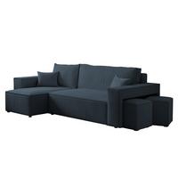 ECKSOFA Adara Inkl. Hocker - Blau, Holzwerkstoff/Textil (262/145cm) - Fun Möbel