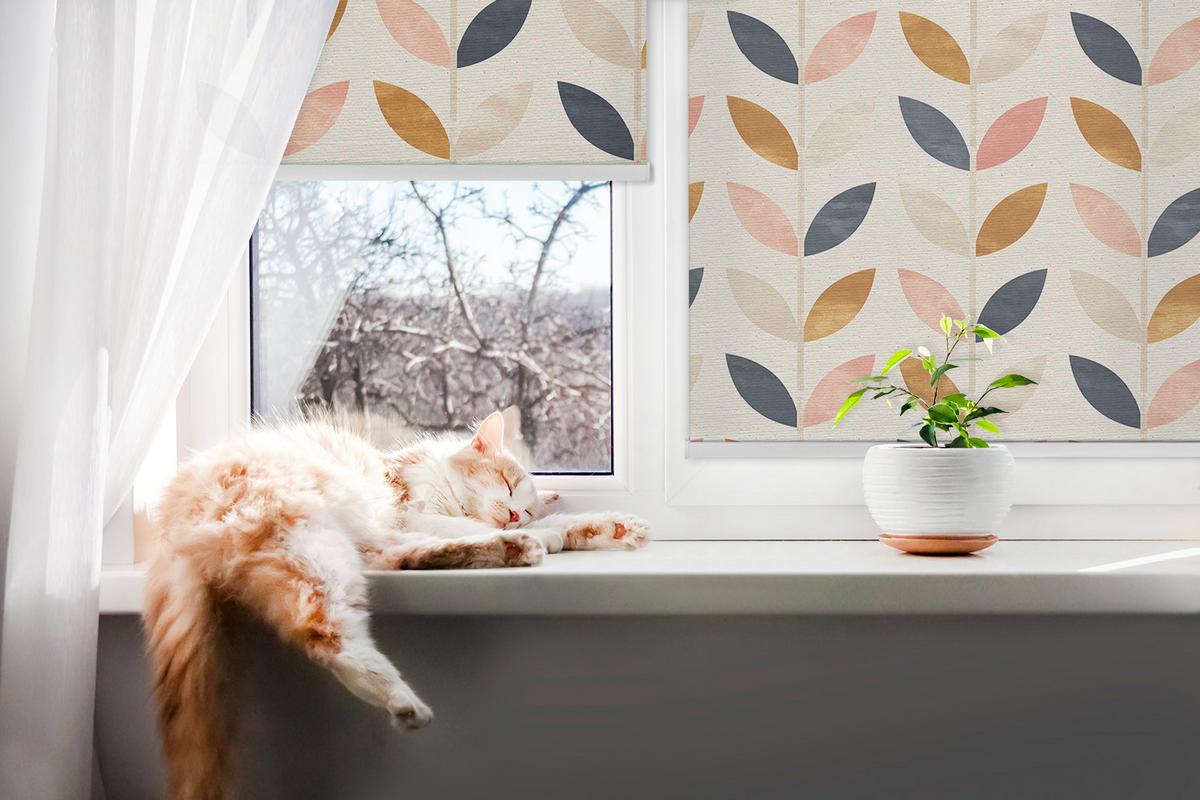 INNENROLLO - Fensterrollo - Rollo - 120x140 cm - Blätter - Pink, Kunststoff (120/140/0.5cm) - TULUP
