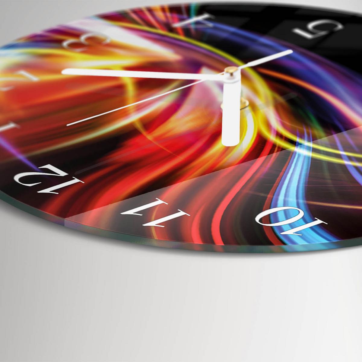 WANDUHR aus Glas Ø30 cm - Abstrakte Kunst - Multicolor, Glas (30/30/0.4cm) - TULUP
