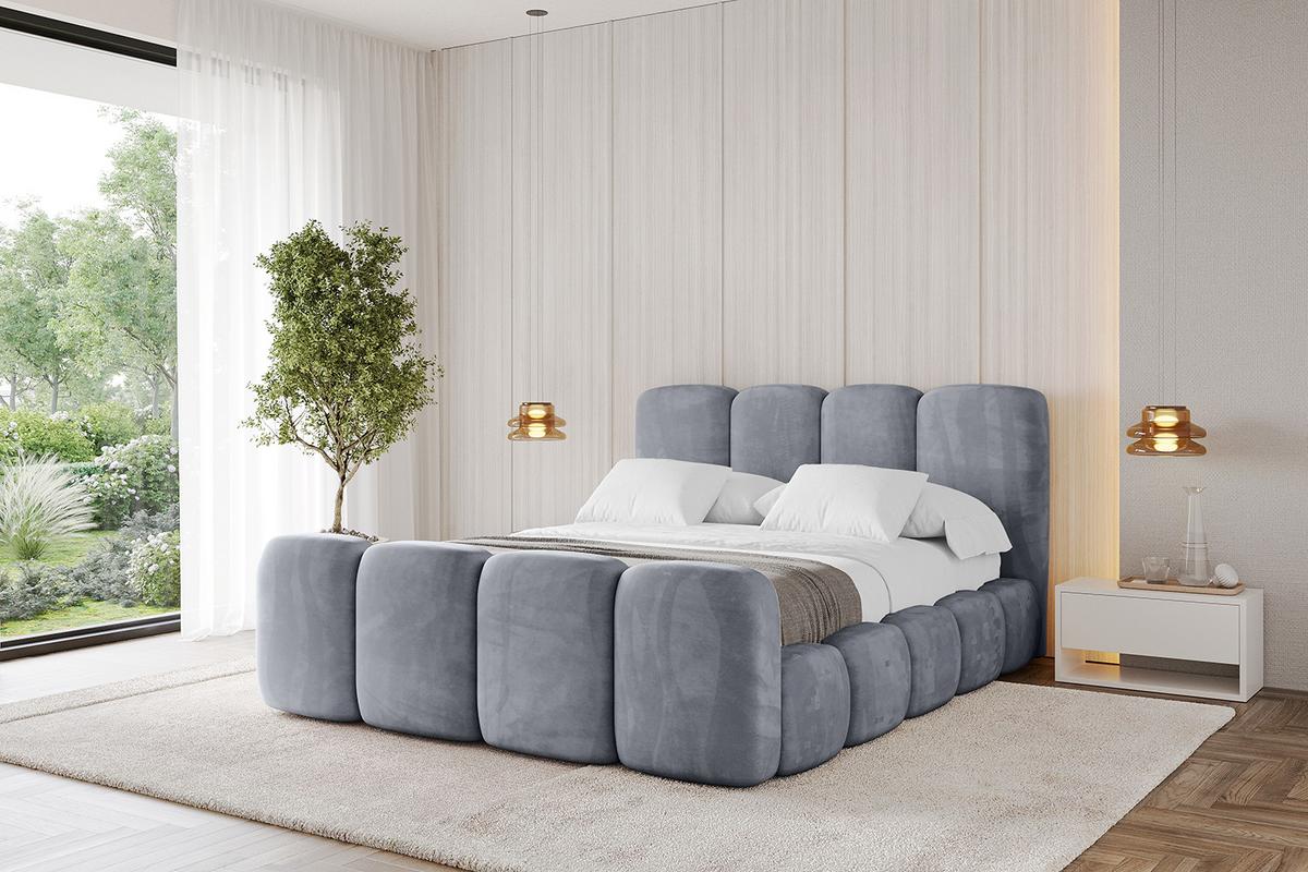 POLSTERBETT mit Bettkasten, Fußteil und Lattenrost, Boxbett ohne Matratze - KALA-Z 200x200 Grau - Grau, Holzwerkstoff/Textil (200/200cm) - ALTDECOR