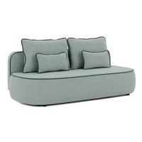 KINDERSOFA Vero im modernen und abgerundeten Design mit Schlaffunktion und Bettkasten aus Blaugrau Plüschstoff mit petrolfarbener Paspel - Blaugrau/Schwarz, Holz/Kunststoff (210/90/98cm) - S-Style Möbel