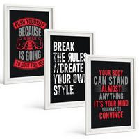 BILDER SET 3er Set - 40x60 cm Weißer Rahmen - Motivation, Training, Selbstentwicklung - Weiß, Kunststoff (40/60cm) - TULUP