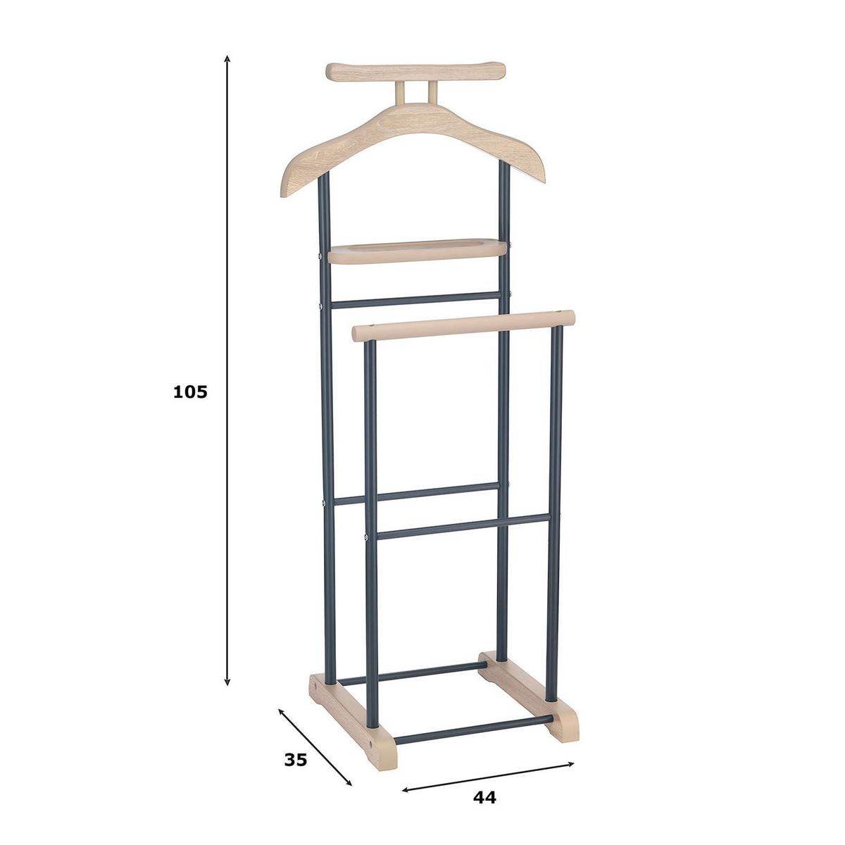 HERRENDIENER MEDINA Sonoma Eiche/schwarz - Schwarz/Sonoma Eiche, Metall (44/105/35cm) - IDIMEX