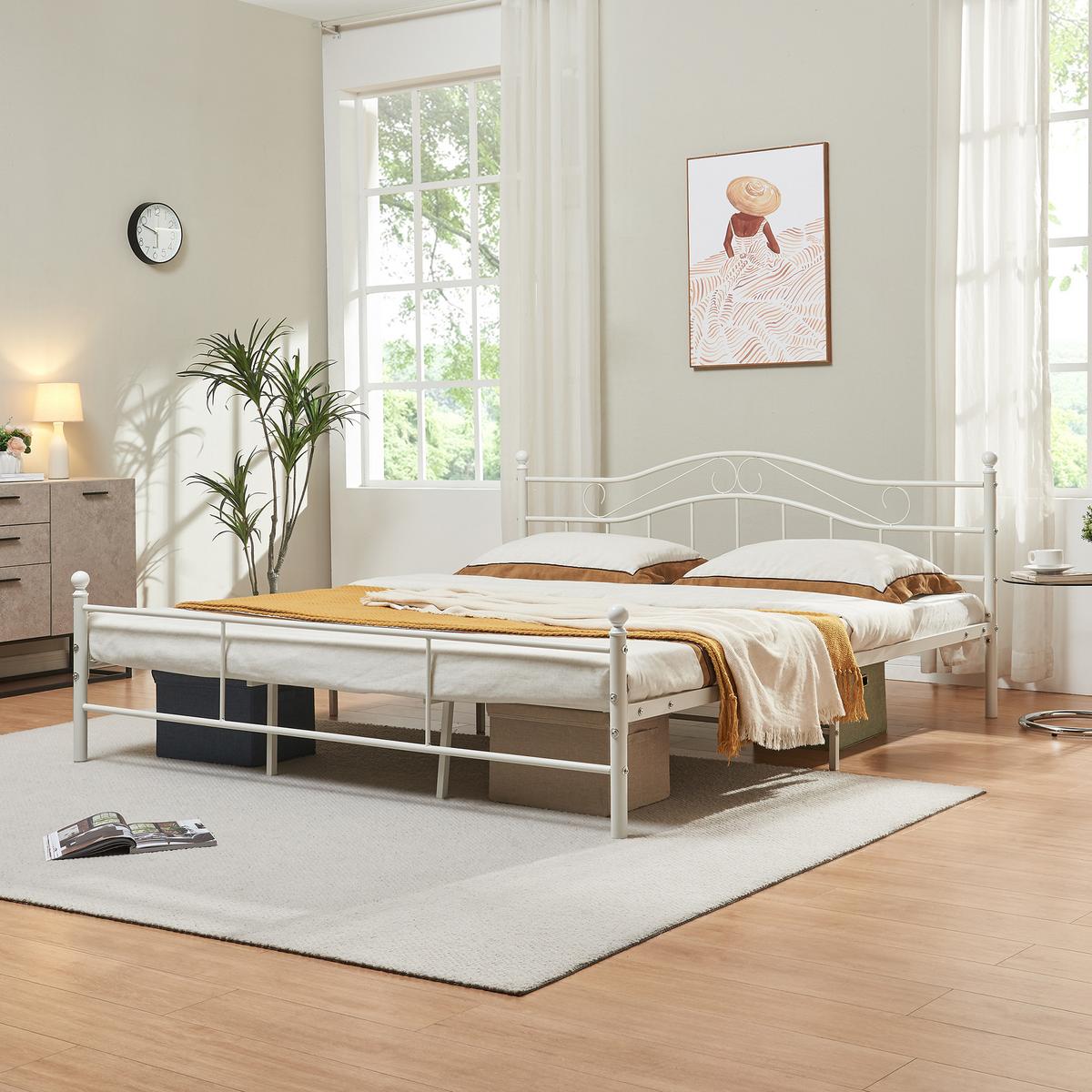 METALLBETT Florenz - Weiß, Metall (180/200cm) - [en.casa]