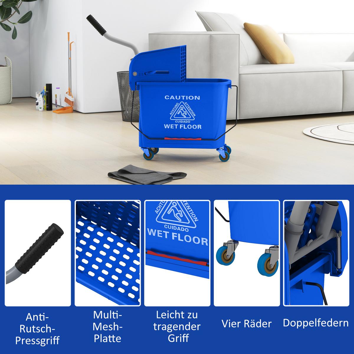PUTZWAGEN Kunststoff Blau - Blau, Kunststoff (27/70.5/60cm) - HOMCOM