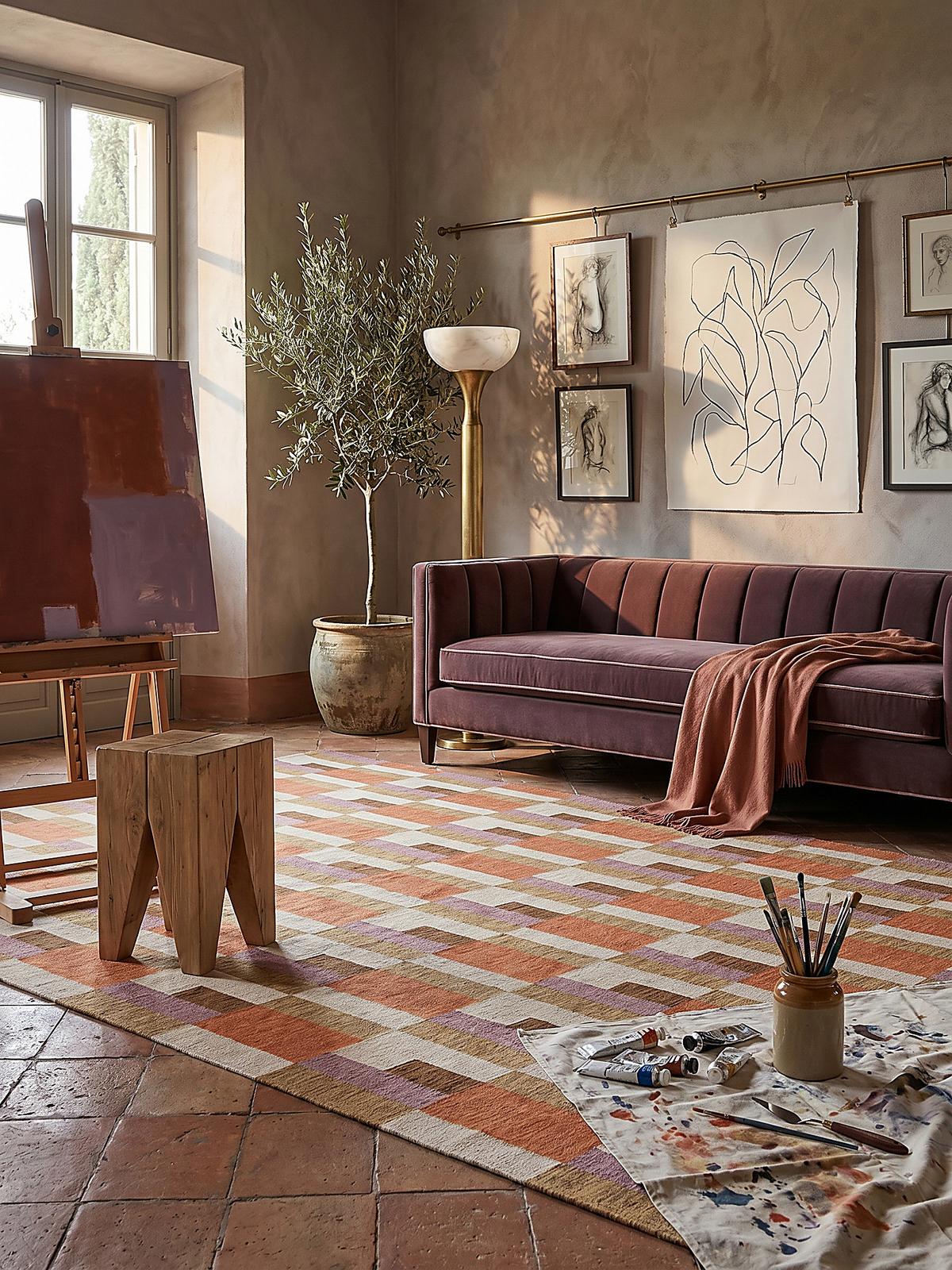 TEPPICH COQUET, geometrisch, Orange-Natur, 120 x 170 cm - Orange, Textil (170/120cm) - KADIMA DESIGN