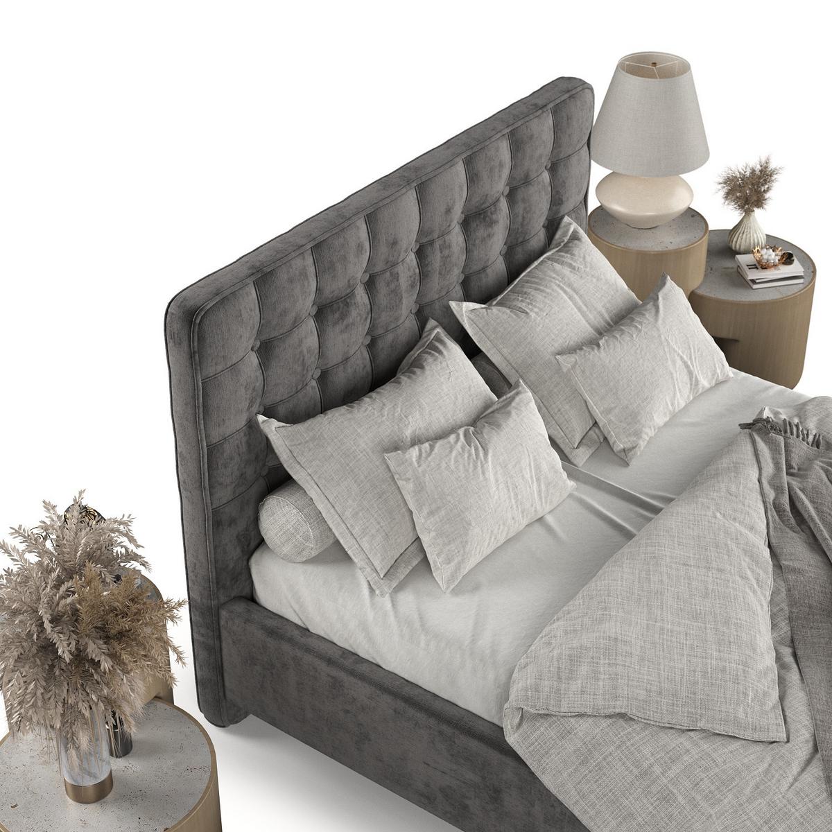 POLSTERBETT Paloma 120/200 cm Anthrazit im Lotta Stoff - Anthrazit/Naturfarben, Holz/Holzwerkstoff (120/200cm) - AltaBeds