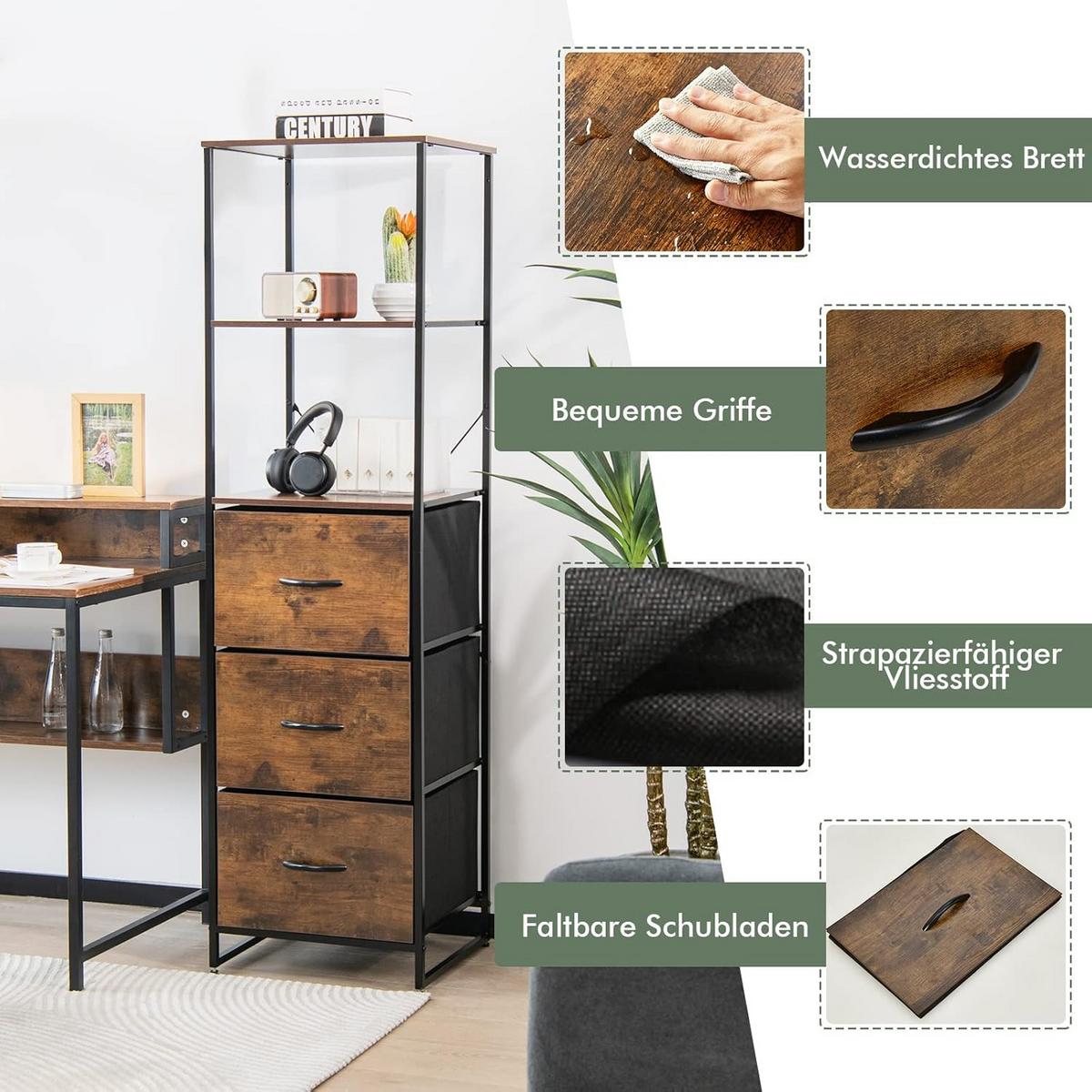 STANDREGAL Rustikales Braun - Braun, Holz (43/156/39cm) - COSTWAY