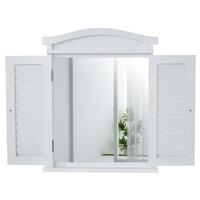 WANDSPIEGEL MIT FENSTERLÄDEN Reinweiß - Weiß, Holz (42/53/5cm) - MCW