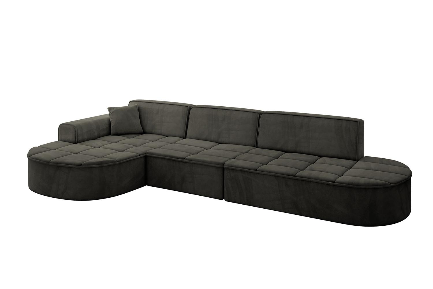 ECKSOFA Ottomane Links TARO-L2 - 328x171x79,5 cm Schwarz - Schwarz, Holzwerkstoff/Textil (328/171cm) - ALTDECOR