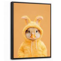 LEINWAND Bilder mit Rahmen - Osterhase - Kostüm - Ente - 30x40 - Gelb, Textil (30/40cm) - MuchoWow