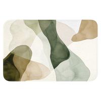 BADEMATTE Japandi - Abstrakt - Grün Rutschfest 60x40 cm - Grün, Textil (60/40cm) - OnlyWow